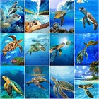 Алмазная вышивка 5D, Набор для вышивки крестиком, круглая дрель, море, пейзаж Картина с морской черепахой, мозаика, стразы настенные картины