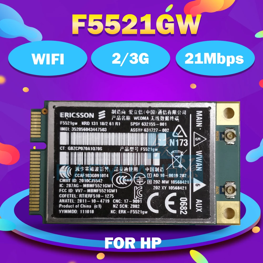 

Ericsson F5521GW GOBI3000 Mini PCIe Wireless wifi Card for HP 2560P 8460P