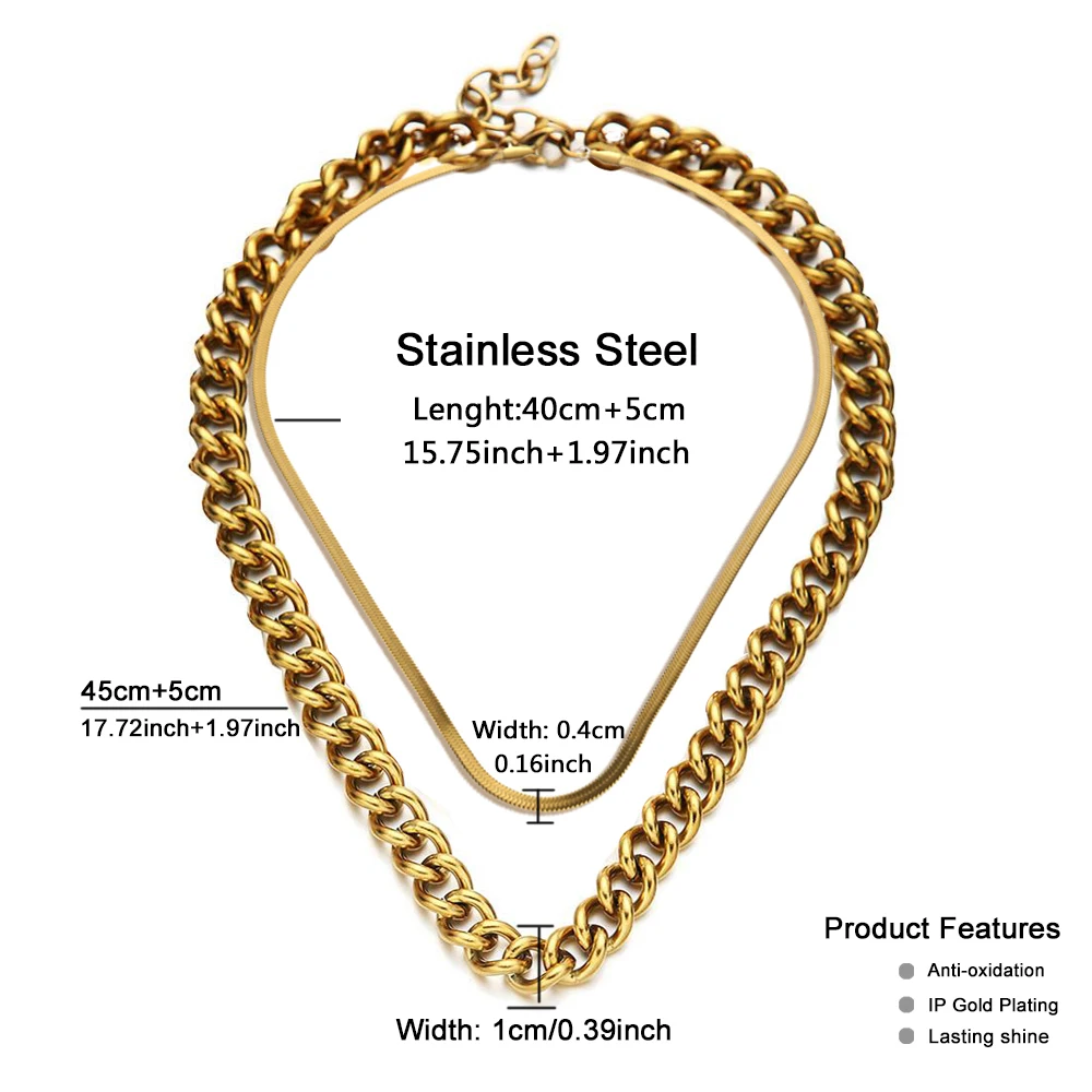 Винтажное ожерелье MinaMaMa из нержавеющей стали с крупной цепью для женщин и