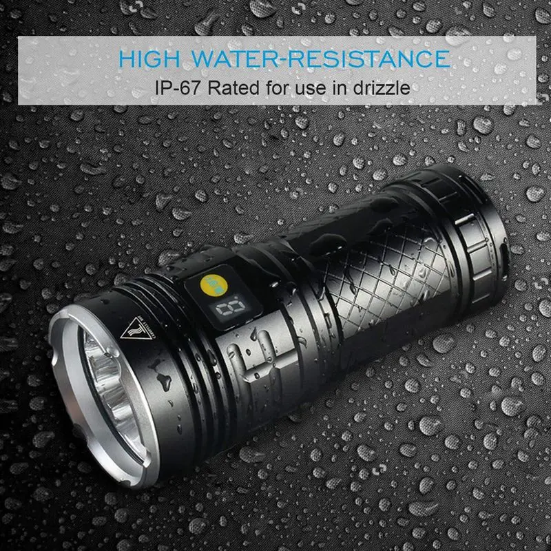 

Led Flashlight 10000 Lumens,12x XM-L T6 LED 4 Modes Super Bright Tactical Flashlight, Waterproof Handheld Light with Power D