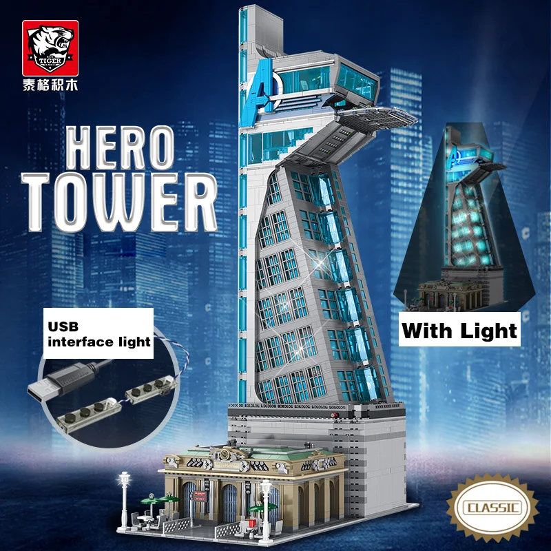 

Новый конструктор MOC светильник лыми супергероями атакуют Тони Старка железная башня строительные блоки Семейная Игрушка для улицы подаро...