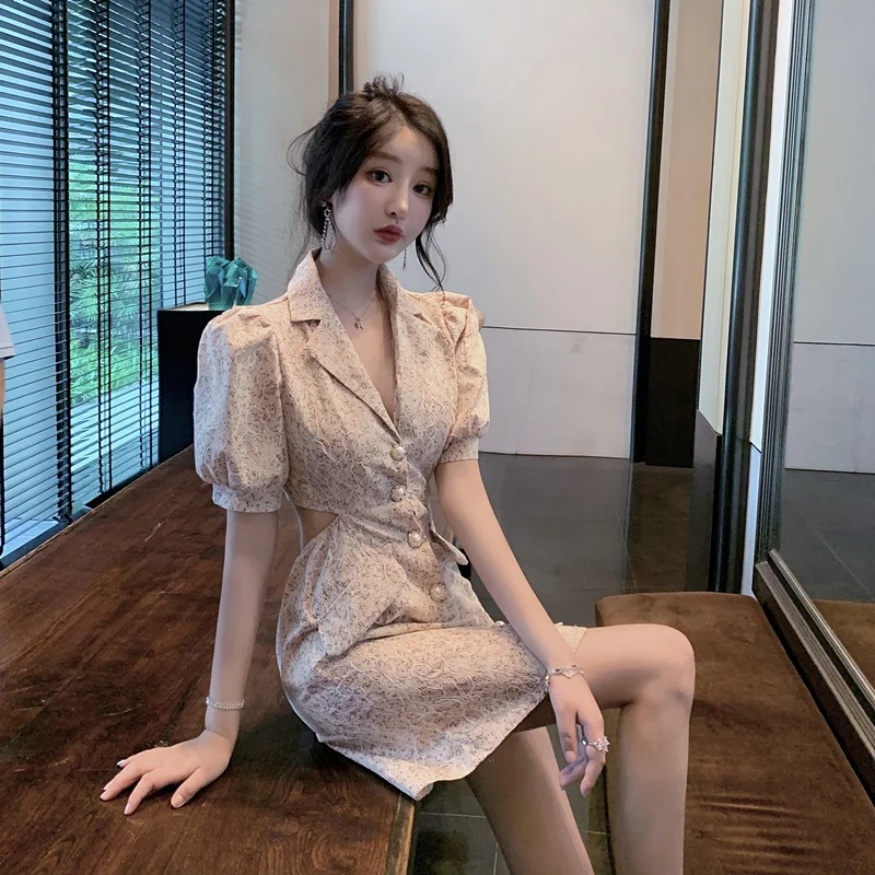 Винтажное кружевное платье с цветочным принтом и пышными рукавами | Женская