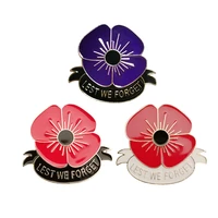 rshczy red and purple poppies brooches for women vintage enamel pins for backpacks hat bag jewelry gift scarf buckle