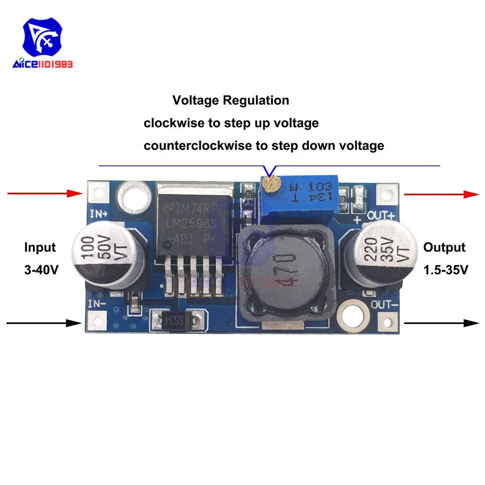 Diymore LM2596S DC 3 2 40 В до 1 25 35 в 3A Регулируемый понижающий преобразователь модуль