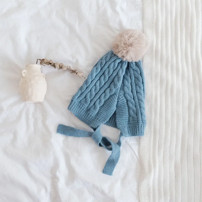 Blue Новая модная детская зимняя шапка с помпонами, детская шапочка, детские шапки для девочек и мальчиков, детская шапочка, шапка для маленьких мальчиков и девочек - Цвет: Blue