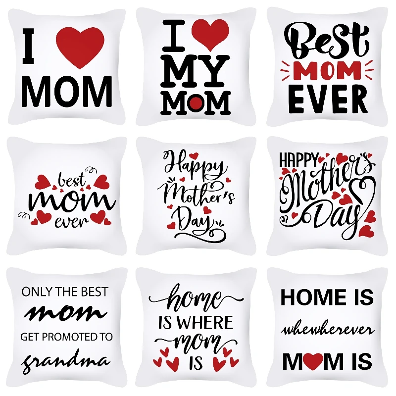 

Чехол для подушки, красный, с любовным сердцем, на белом фоне, моющийся, из полиэстера, для дивана, для Дня матери