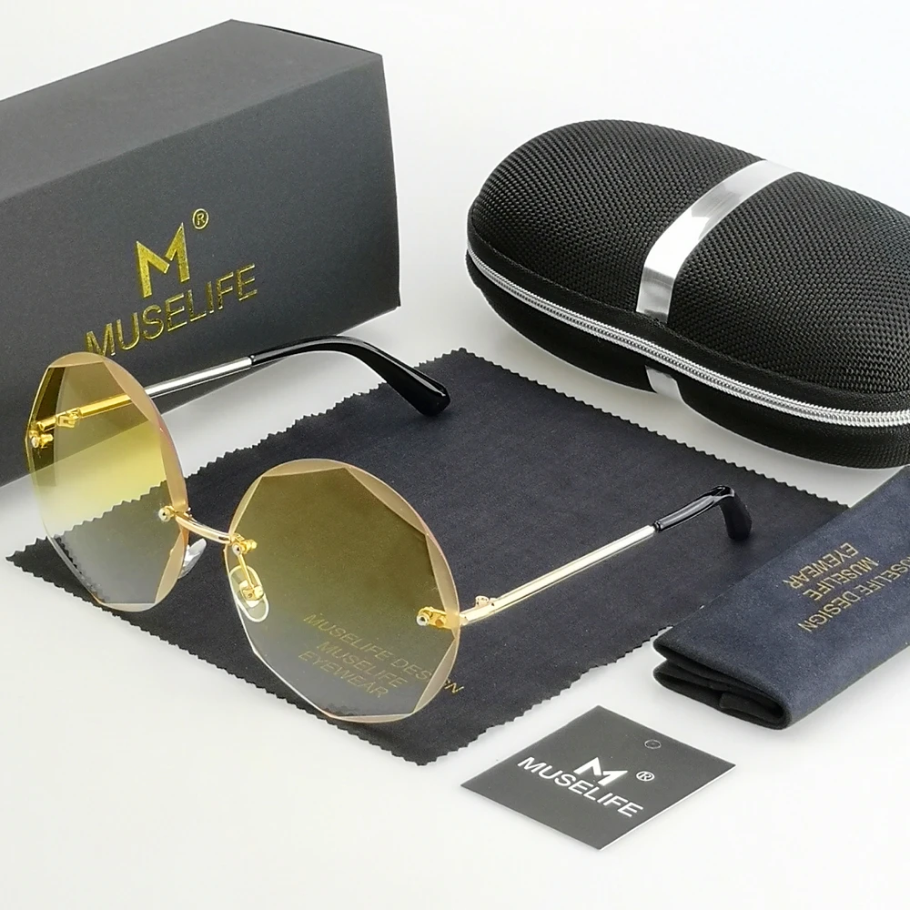 Солнцезащитные очки MUSELIFE без оправы для мужчин и женщин винтажные модные