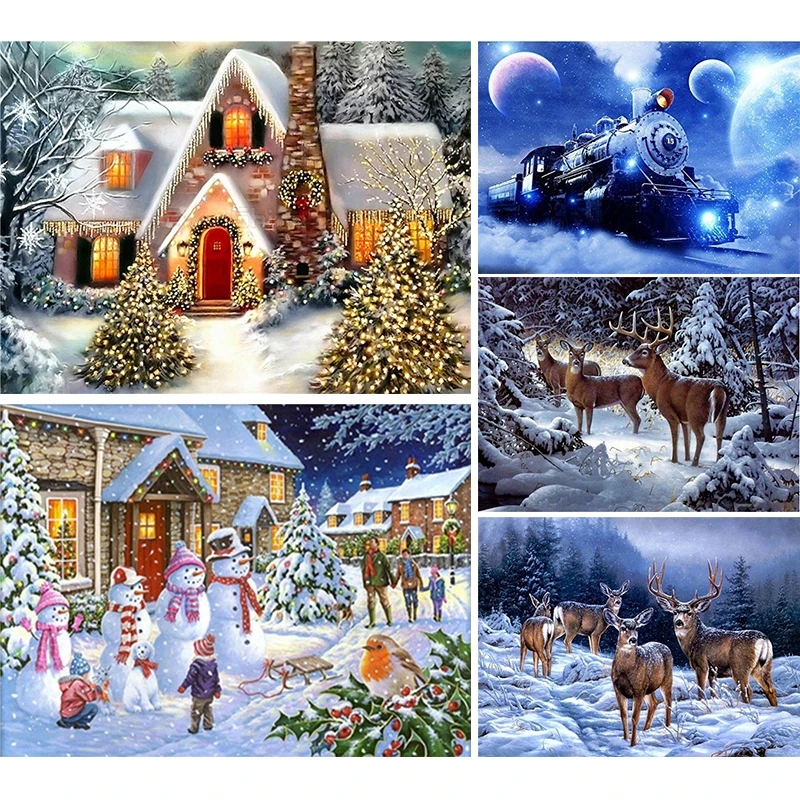 Стразы алмазная вышивка зимний полный набор живопись снежный пейзаж полная