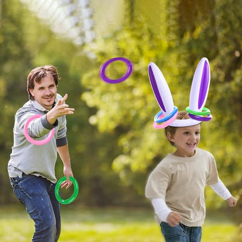 Надувная лодка с заячьими ушками кольцо бросить вечерние игр (2 комплекта & 8