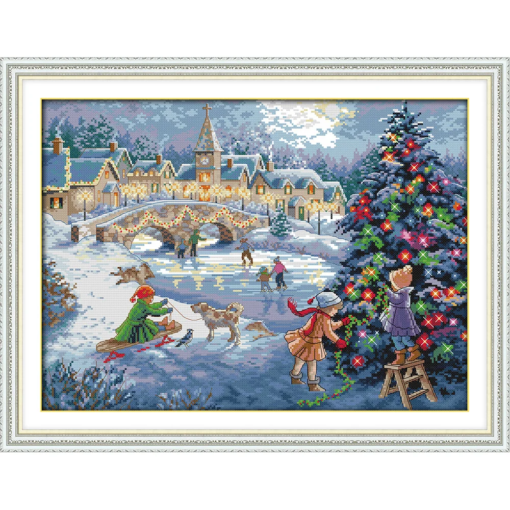 

Everlasting Love A Christmas Celebration Ecological Cotton Cross Stitch 11CT And 14CT Printed DIY Gift New Store Sales Promotion
