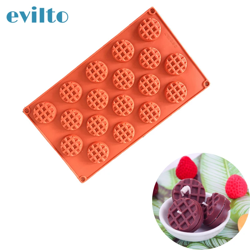 

Силиконовая форма для выпечки, 18 ячеек, Круглый решетчатый инструмент для изготовления вафель «сделай сам», форма для шоколада, бисквит, Фон...