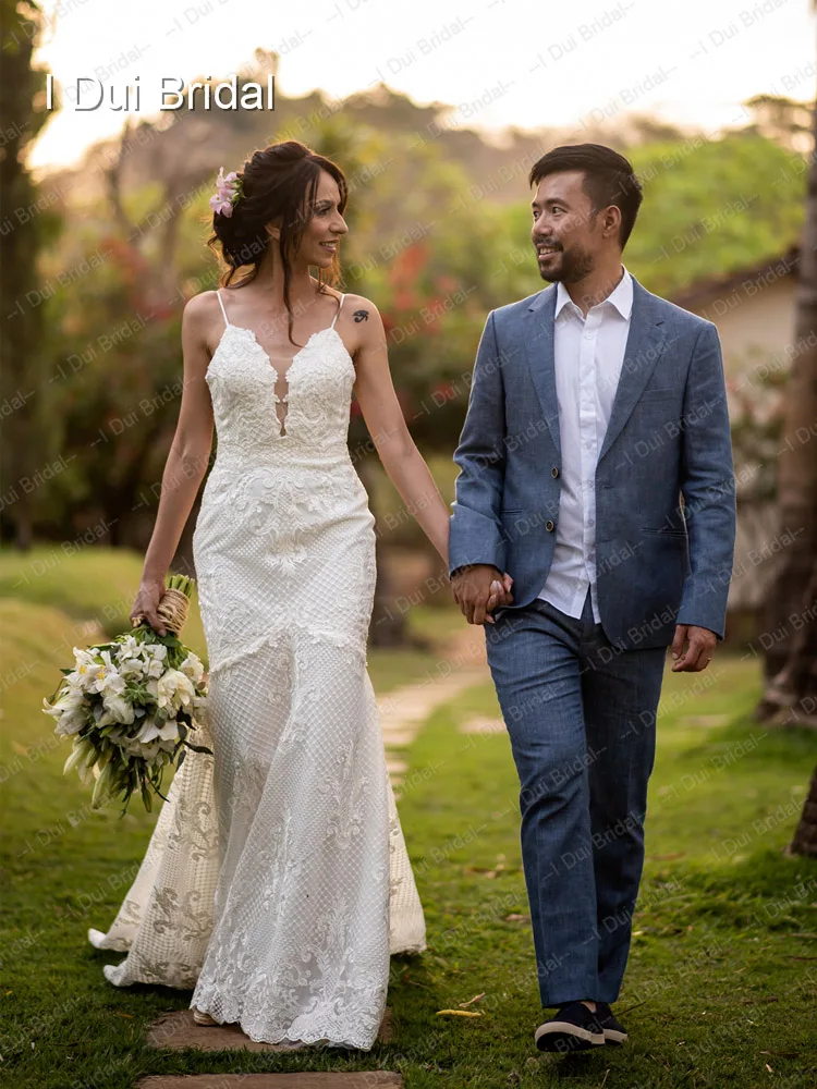 Свадебные платья на бретелях спагетти роскошное кружевное свадебное платье с