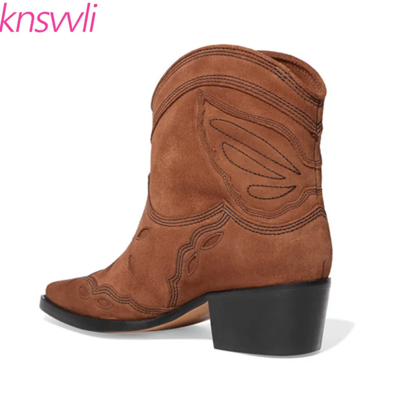 Женские ботильоны с вышивкой и бабочками Knsvvli Осенняя обувь в стиле панк на