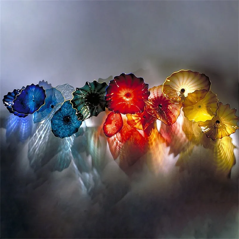 

Hand Blown Lamp Wall Decorative Luxury Flower Sconce Gallery Art Elegant Murano Glass Plates 6 to 12 Inches