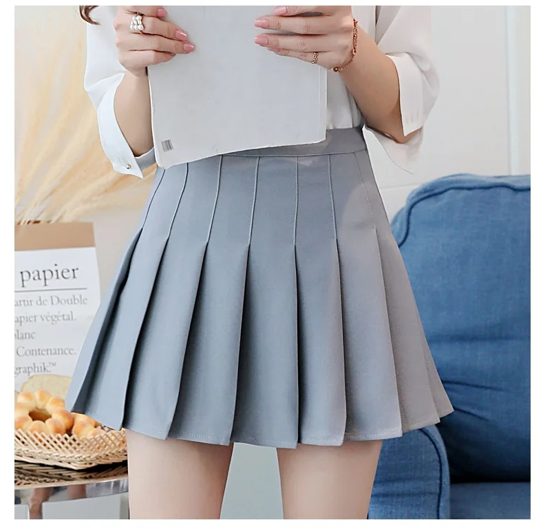 Серый Autumn Winter High waist umbrella skirt a word skirt wild waist woolen female Flared new poncho skirt Pink Plaid skirt - Цвет: Серый