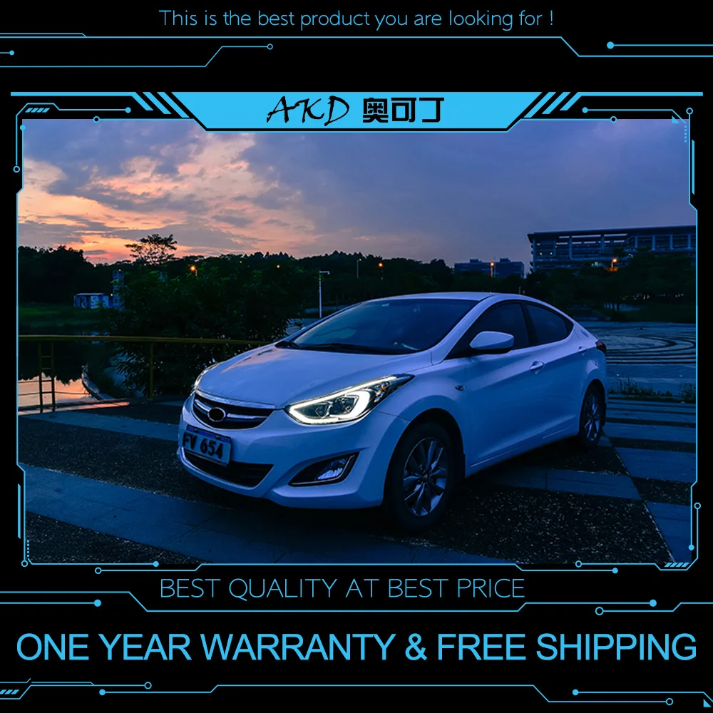 AKD Тюнинг автомобилей фары для Hyundai Elantra 2012 2016 светодиодные DRL ходовые огни