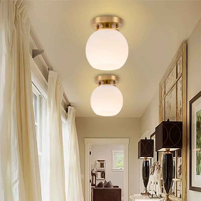 LukLoy Классический Медный потолочный коридор лампы выход на балкон ретро белые