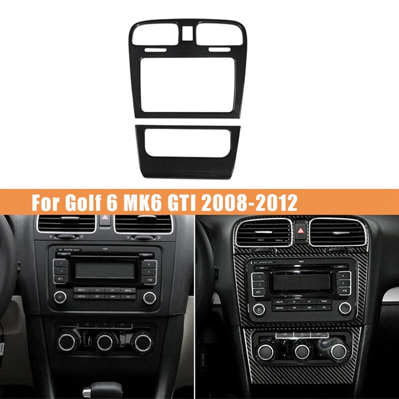 

2Pcs Carbon Fiber Center Vent Radio A/C Console Panel Cover for Golf 6 MK6 2008-2012 Decoration Accessories