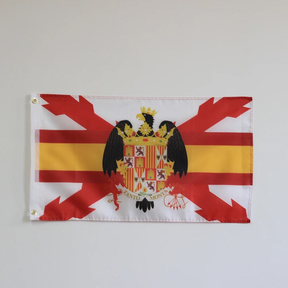 Флаг Испании с крестом бордового Креста Сан Андрес Агила де лос рейеса Католикос