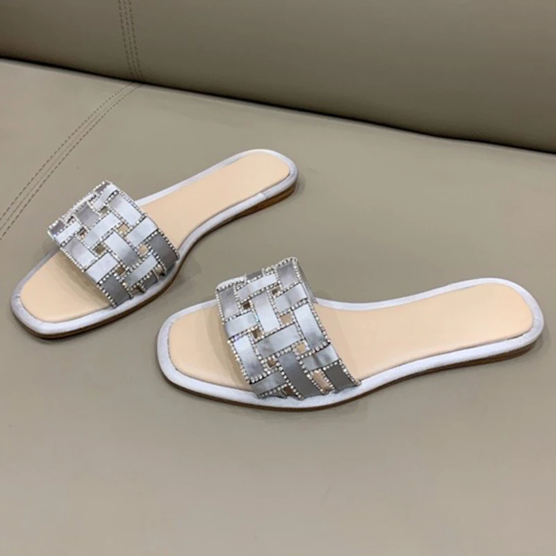 

Prowow 2021 New Fashion Slippers Colorful Summer Designer Artificial Diamond Women's Flat Flip Casual Female Shoes