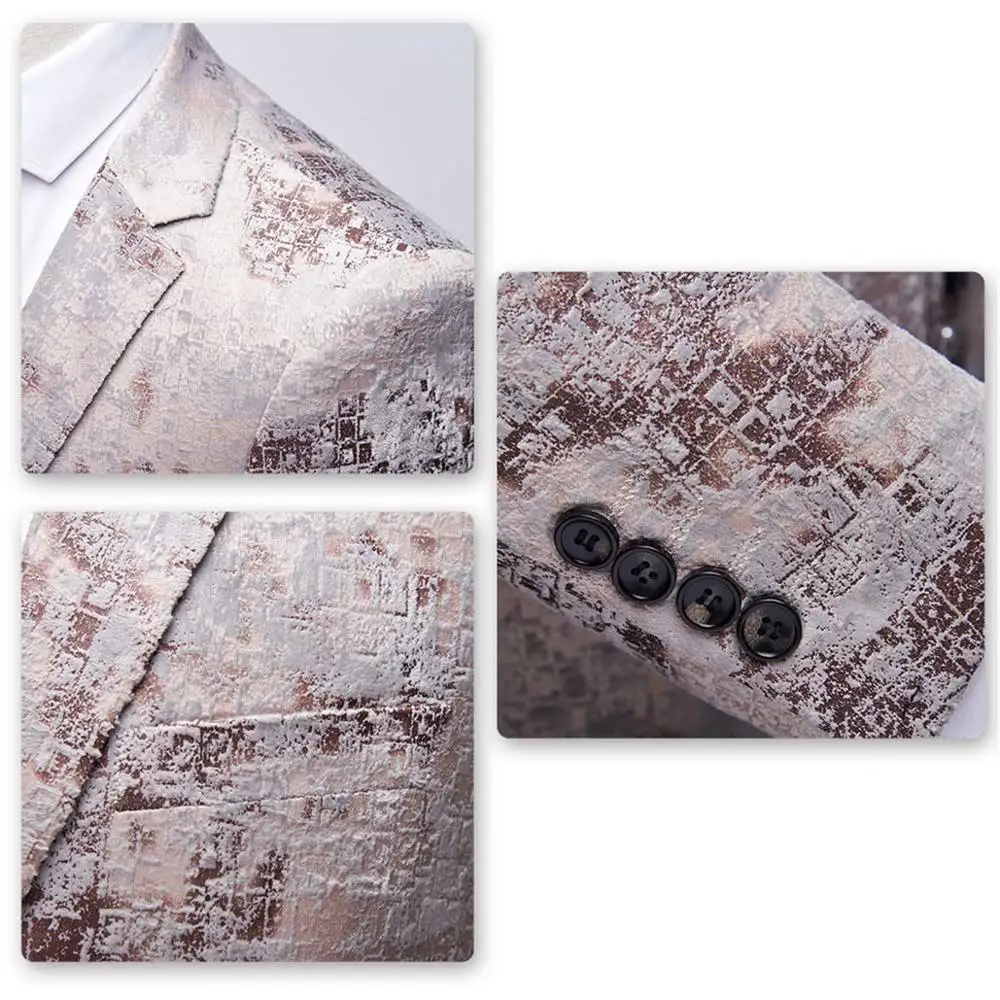 Новинка Мужской Блейзер свадебный костюм мужской черный Жаккардовый блейзер с