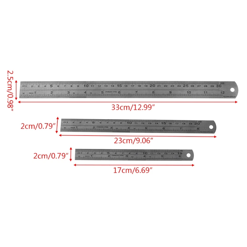

Double Side Stainless Steel Metric Straight Ruler Measuring Tools Precision New 53CC