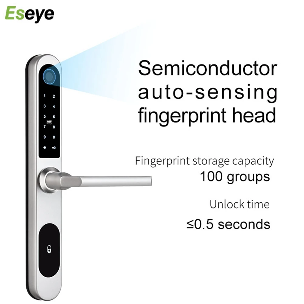 

Eseye Tuya Smart Door Lock Bluetooth Gateway WiFi APP Remote Control Lock Peephole Recognition Fingerprint Password IC Card Key