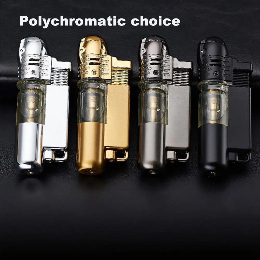 

Jet Torch Cigar Lighter Metal Fuel visible Refillable Butane Gas Lighters Outdoor Windproof Fire Straters