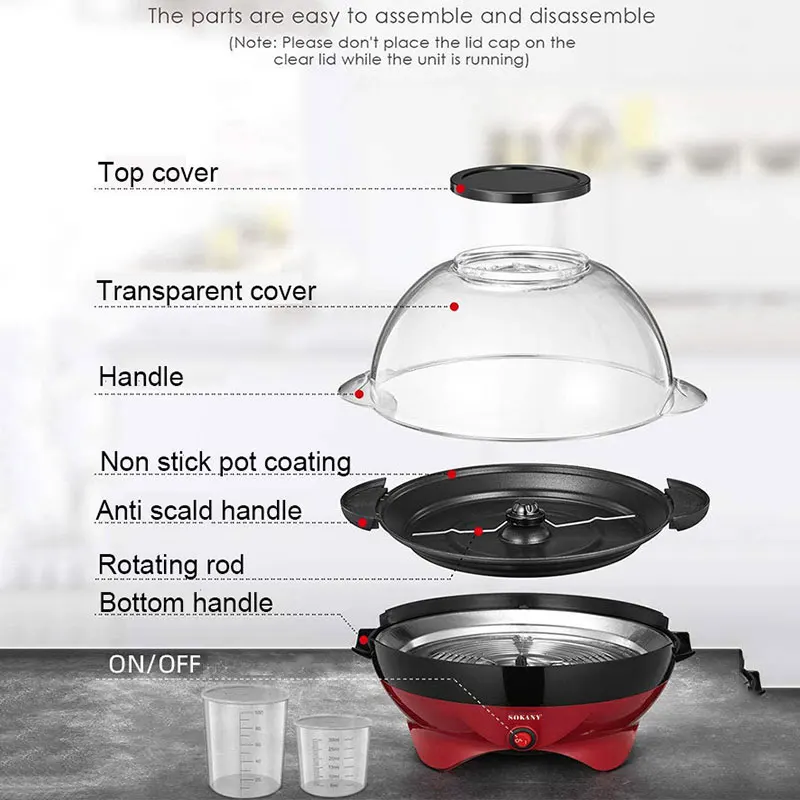 

220V EU Electric Corn Popcorn Maker Household Automatic Mini Hot Air Popcorn Making Machine DIY Corn Popper Children Gift