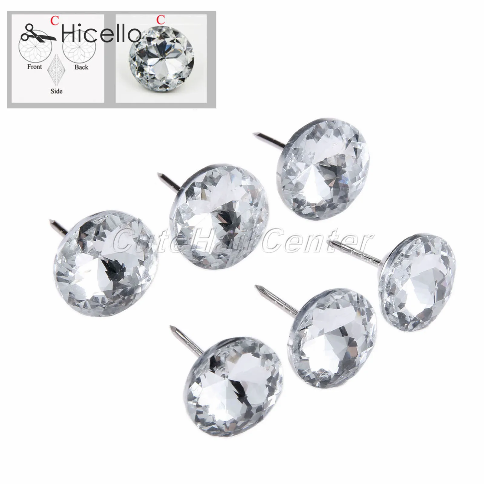 10 шт. стеклянные алмазные булавки для украшения мебели|Пуговицы| |