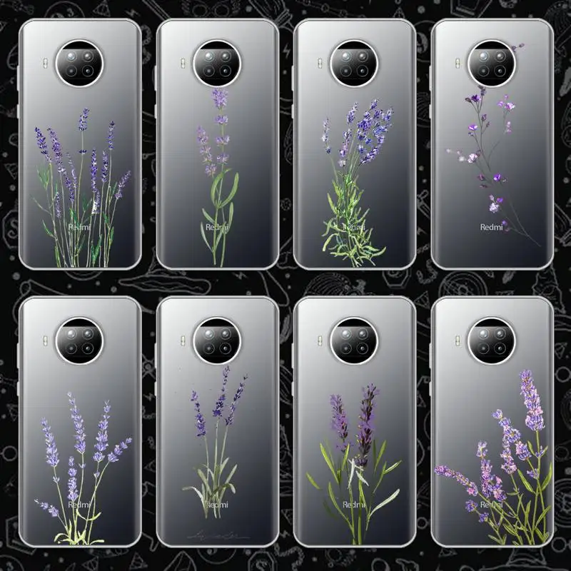 

Simple Lavender Purple Flowers Phone Case Transparent for Xiaomi mi Redmi note 10 t 8 9 pro lite 11 Samsung S 8 9 10 20