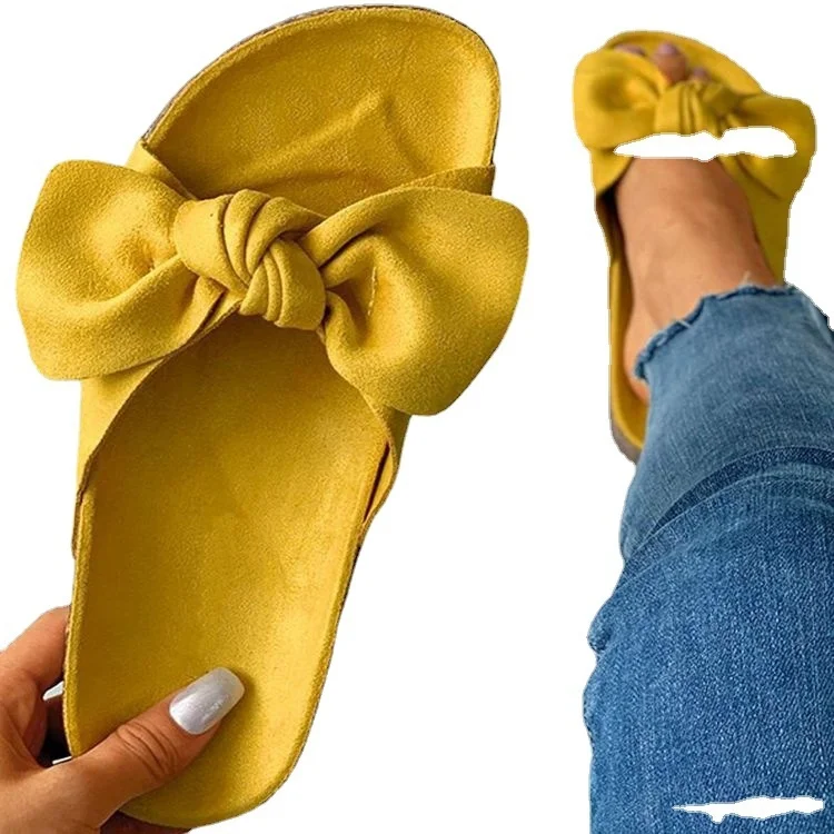 

Large Size Women's Soild Bow Shoes Slipper Summer New Bows Wear Slippers And Sandals