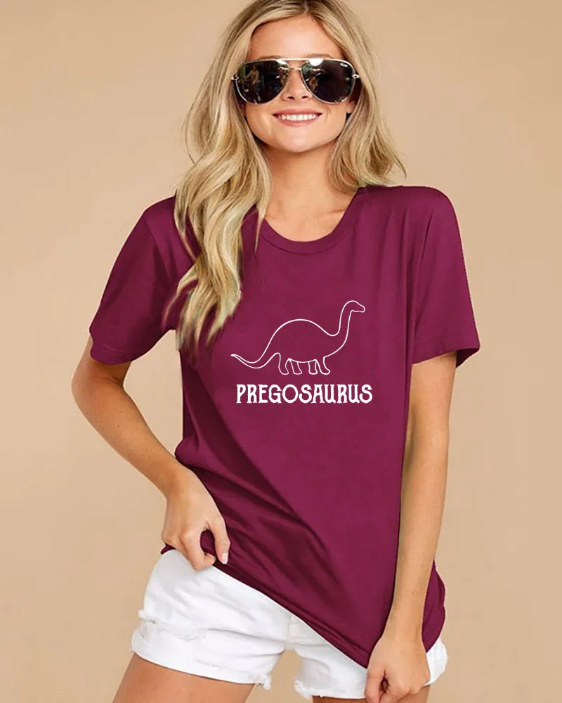Pregosaurus графическая женская летняя забавная Повседневная футболка из 100% хлопка