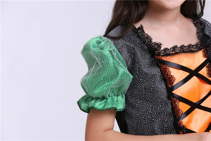 На Хеллоуин для девочек Платье с тыквами костюм танцев и сцены + головной убор