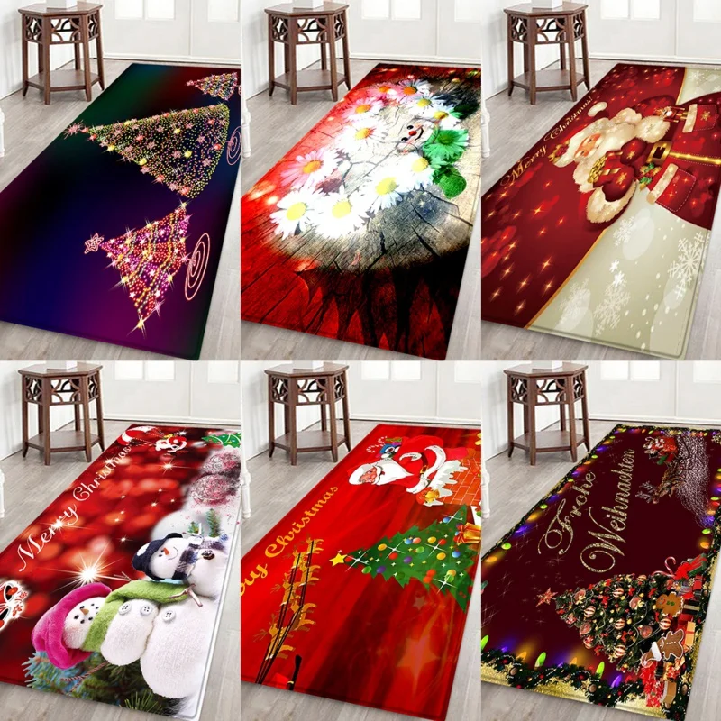 Merry Christmas Rug Soft Flannel Floor Mat Carpet With Non-Slip Back Living room Bathroom Door Holiday Home Decorations | Дом и сад