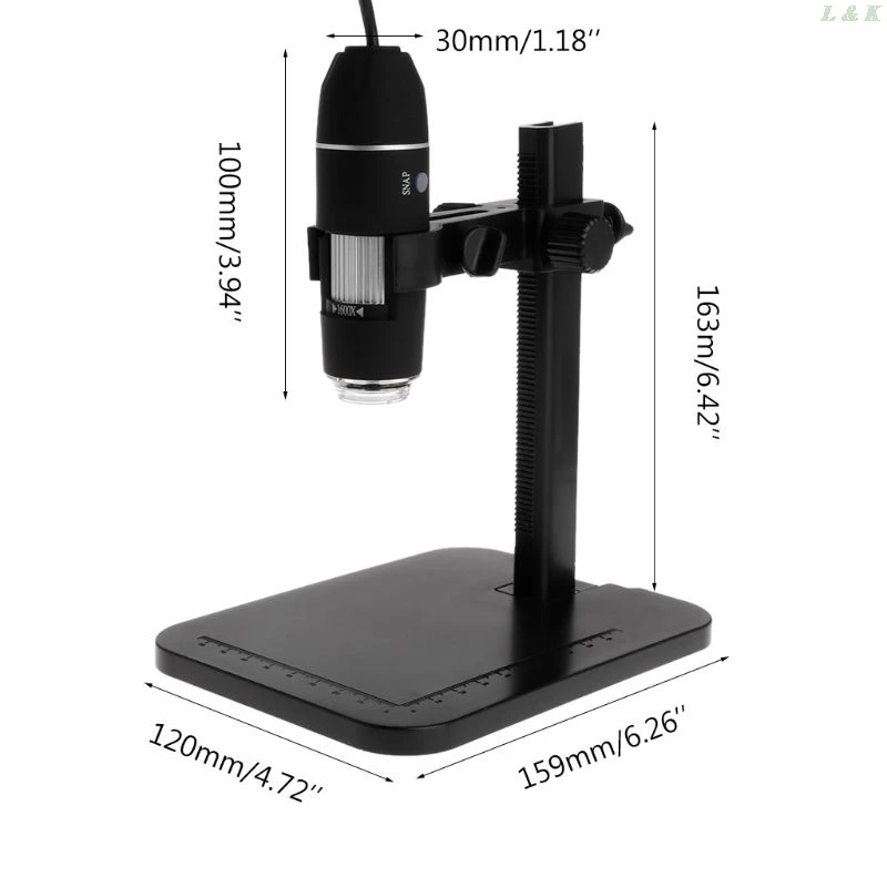 

1600X 8LED USB Digital Microscope Magnifier Camera Endoscope with Ruler Bracket
