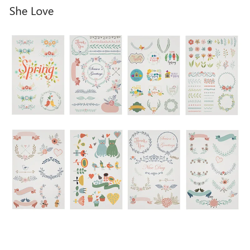 Весенние бумажные наклейки с буквенным принтом для скрапбукинга DIY Поделки