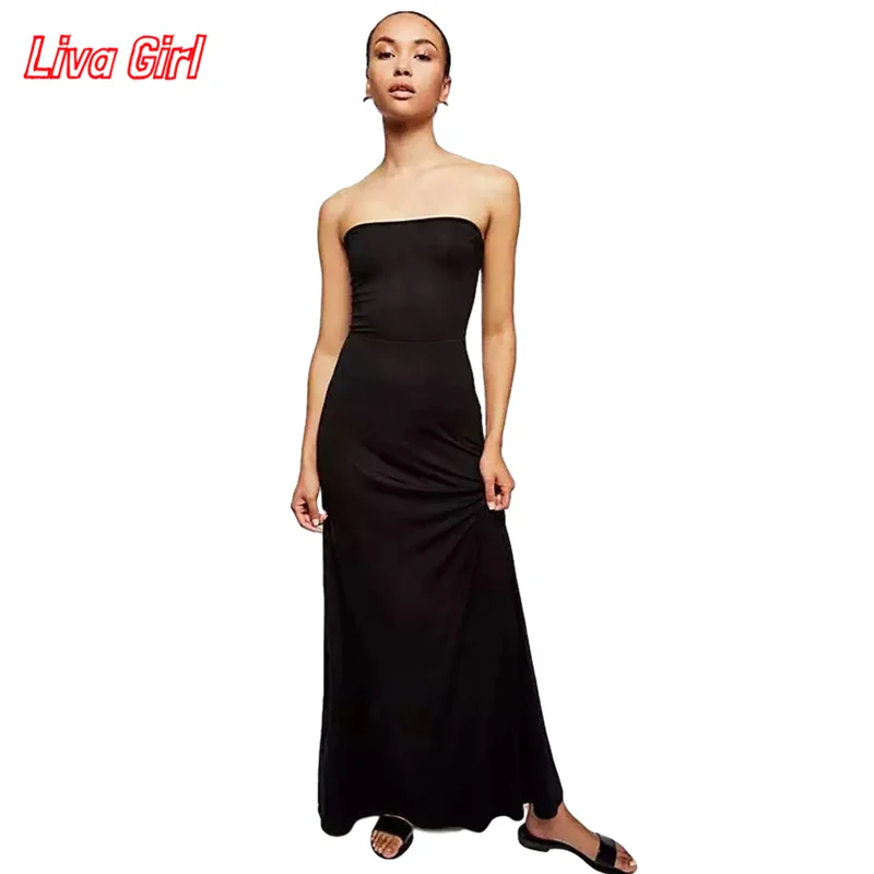 Элегантные черные пикантные Длинные Макси платье с низким вырезом на спине