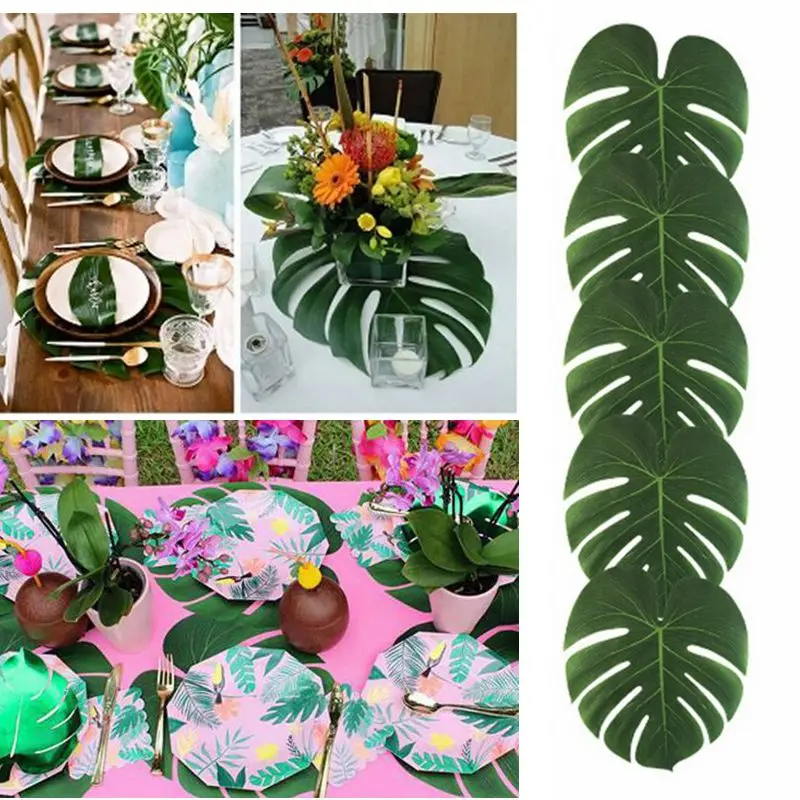 

Листья тропической пальмы, 12 шт., гавайская темативечерние вечевечерние, украшение для свадьбы, дня рождения, настольные украшения для дома