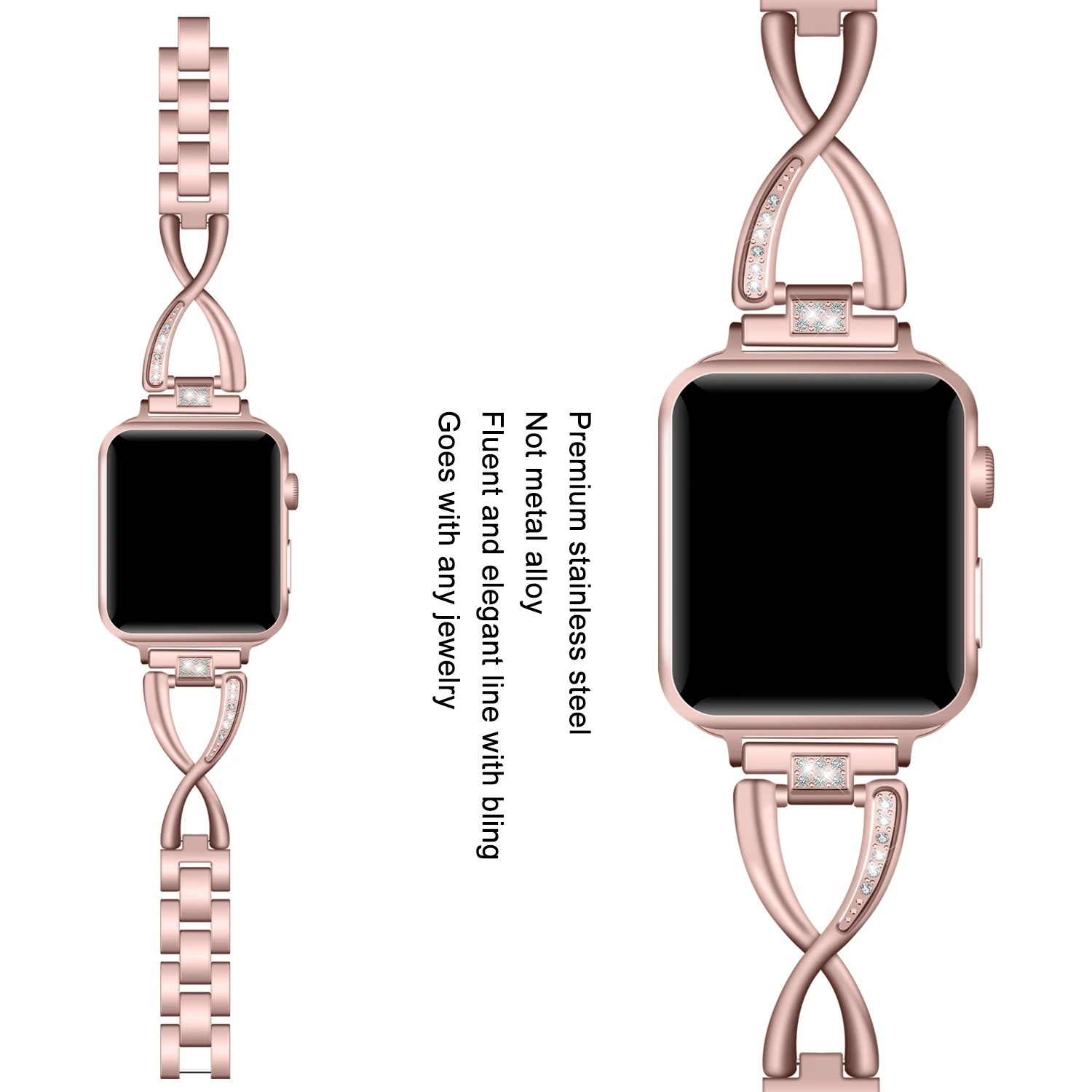 Ремешок Алмазный для apple watch 3 38 мм 40 сменный металлический браслет iwatch series 6 5 4 band 44