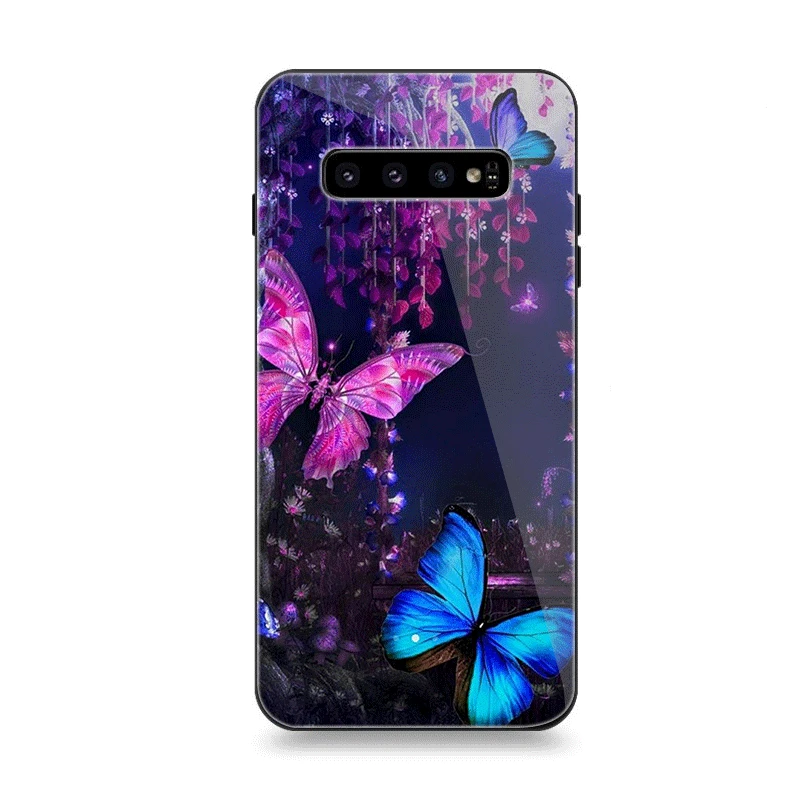 Чехол для телефона Стекло samsung A70 A50 A30 A40 A20 A60 A10 S7 край S8 S9 S10 плюс бабочка белый