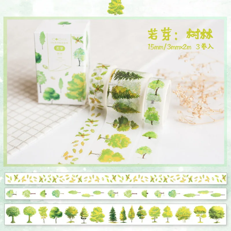 Kawaii Plant клейкая лента милая зеленая васи лента маскирующая лента для детей Скрапбукинг DIY фото принадлежности для альбома канцелярские принадлежности