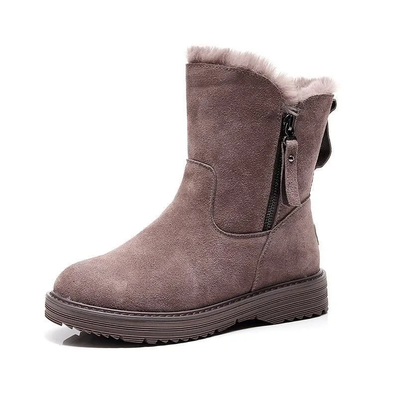 

Женские нескользящие ботинки на толстой подошве средней длины, зимние Бархатные ботинки на плоской подошве, женские Ботинки, Ботильоны на т...