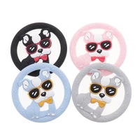 10pcs bulldog silicone baby teether bpa free dog newborn pacifier chain accessories infant teething shower gifts food grade toys