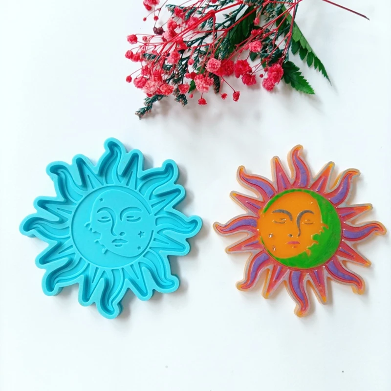 

Silicone Sun Moon Coaster Silicone Epoxy Resin Molds Glossy Silicone Mold for Agate Resin Coasters Cup Mats