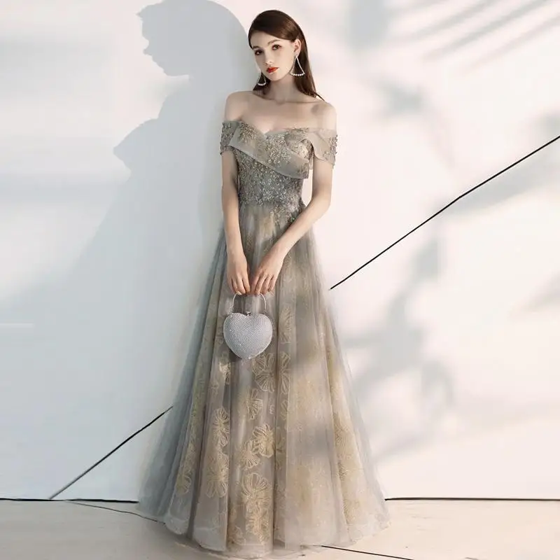 Элегантные длинные вечерние платья с открытыми плечами Vestido Debutante модное платье