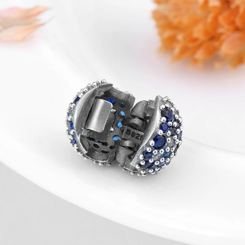 Подвески с фиксированными клипсами разноцветные синие CZ настоящее 925 пробы