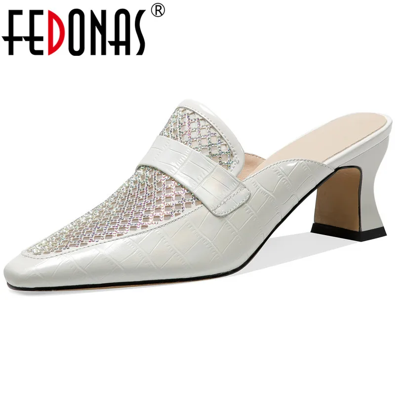 

Женские босоножки в стиле ретро FEDONAS из натуральной кожи с острым носком; Коллекция 2021 года; Сезон весна-лето; Женская свадебная обувь из нат...