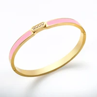high quality luxury cnc stone whitepink color enamel bracelet bangle for men women wedding party jewelry gift
