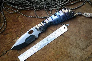 Drop point White Y-START SMF Нож D2 атласное лезвие складной нож шариковый подшипник шайба титановая ручка инструмент для улицы тактический нож с ПУ оболочкой - Цвет: Drop point White